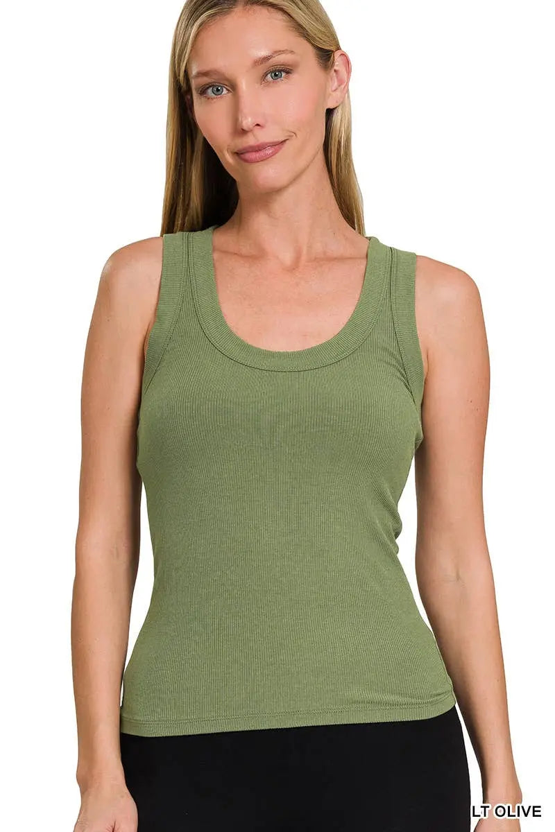Ribbed Scoop Neck Tank Top - Branded By Barta