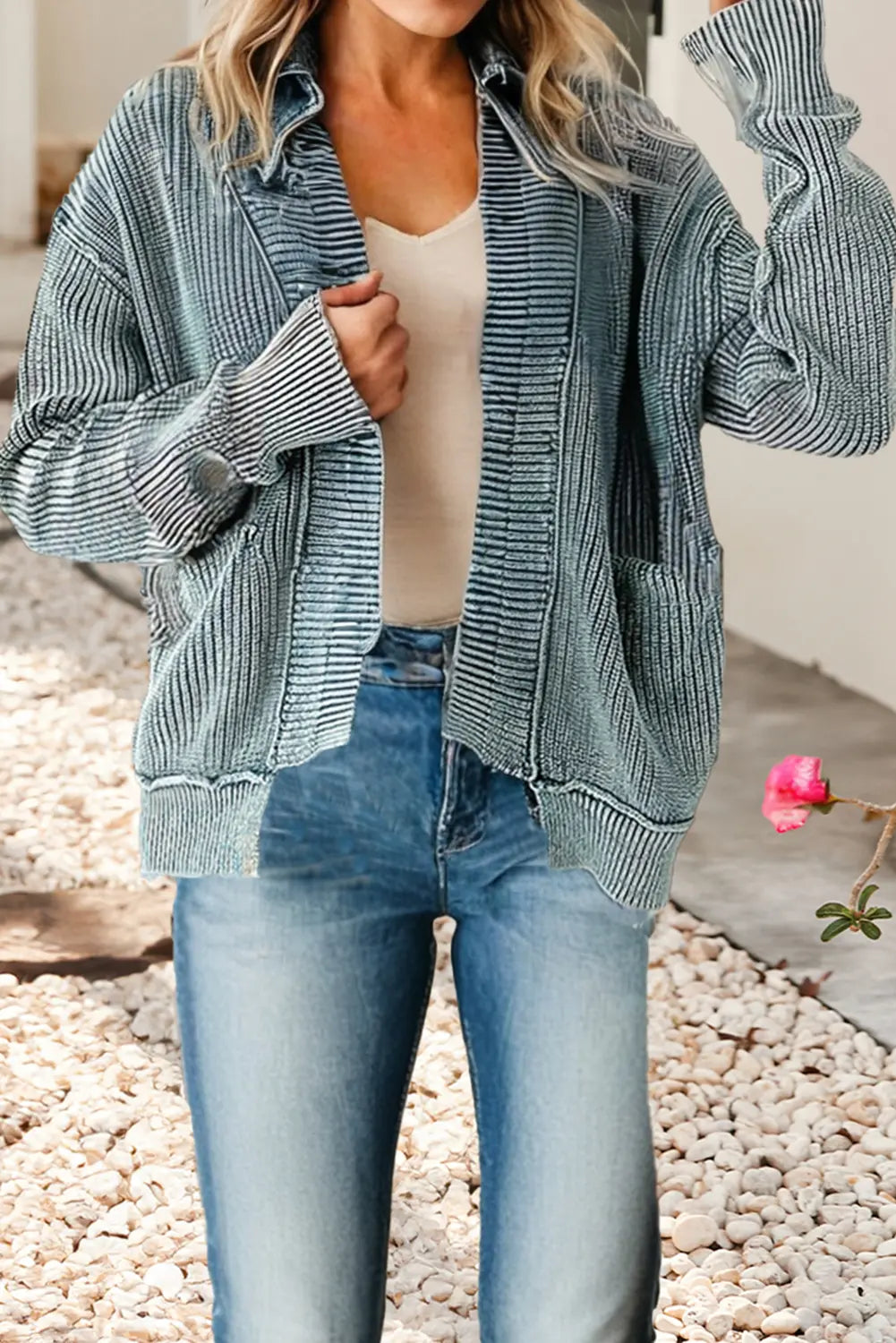 LDC Wash Exposed Seam Patchwork Knit Open Sweater Cardigan Little Daisy Closet