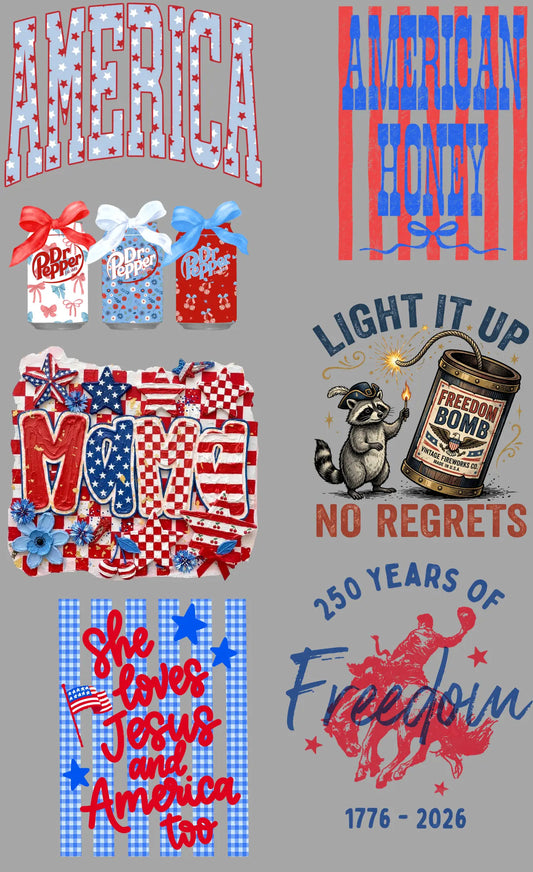 Red White & Blue Gang Sheet Mini Branded By Barta