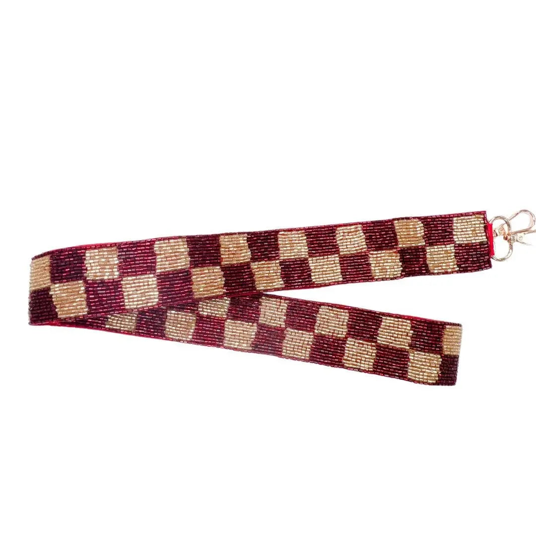 Checkered Maroon/Gold Strap Treasure Jewels Inc.