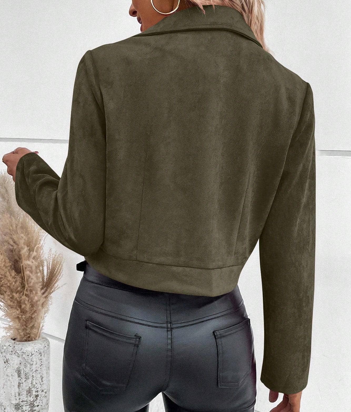 Suede zipper fashionable short jacket Lily Clothing