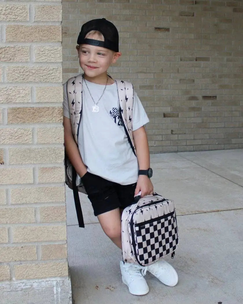 Beige Bolt Lunch Box Kickin it up Socks