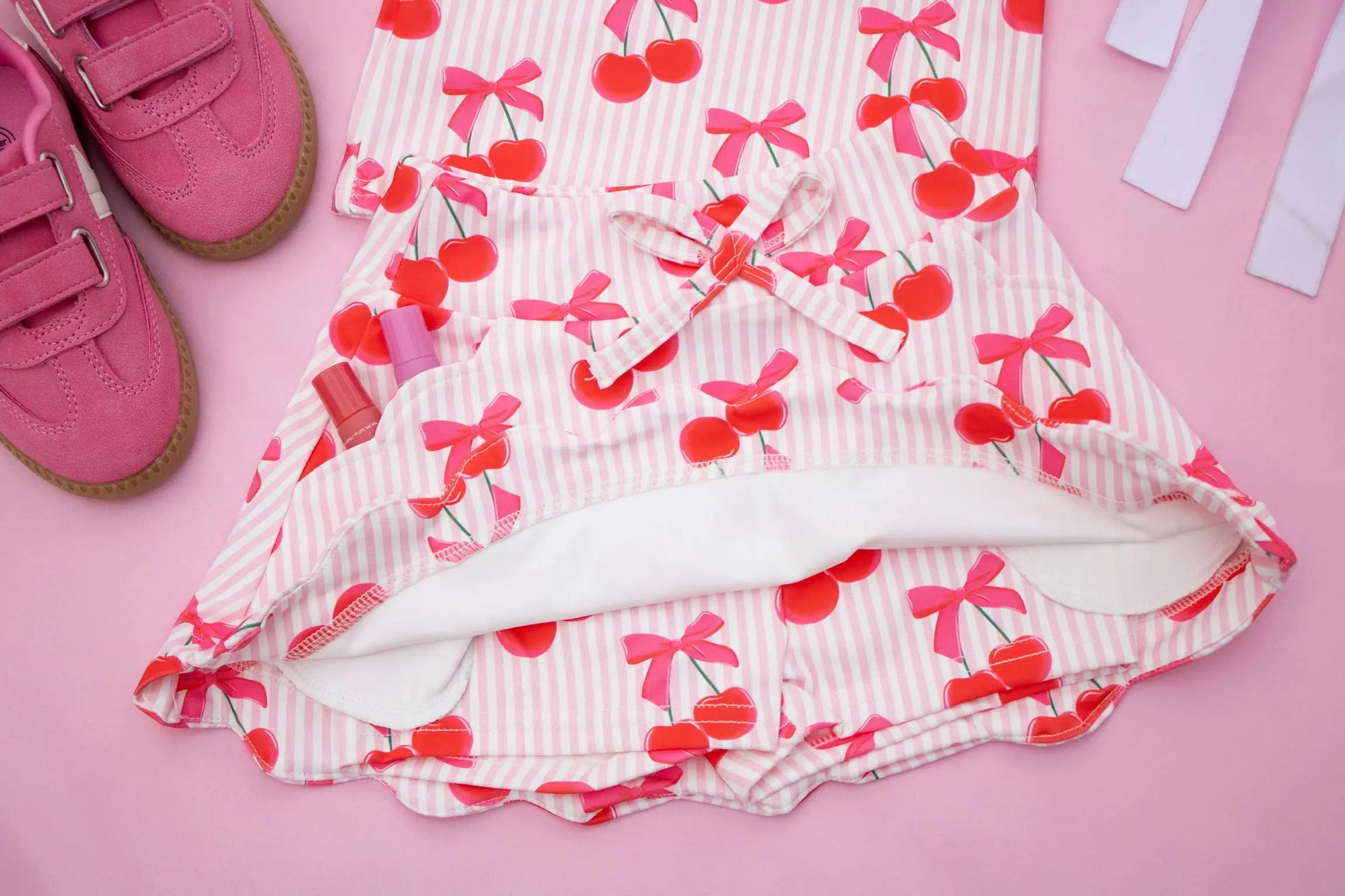 Scalloped Skirt Set- Cherry Pop Wild Luxe