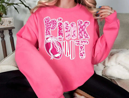 Pink Out Breast Cancer Graphic Tee/Crew Branded By Barta