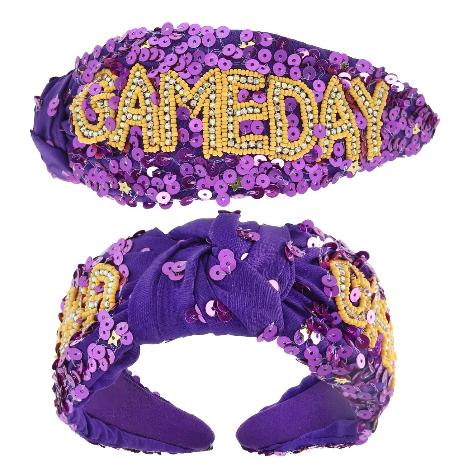 Game Day Top Knotted Jeweled Beaded Headband SP Sophia Collection