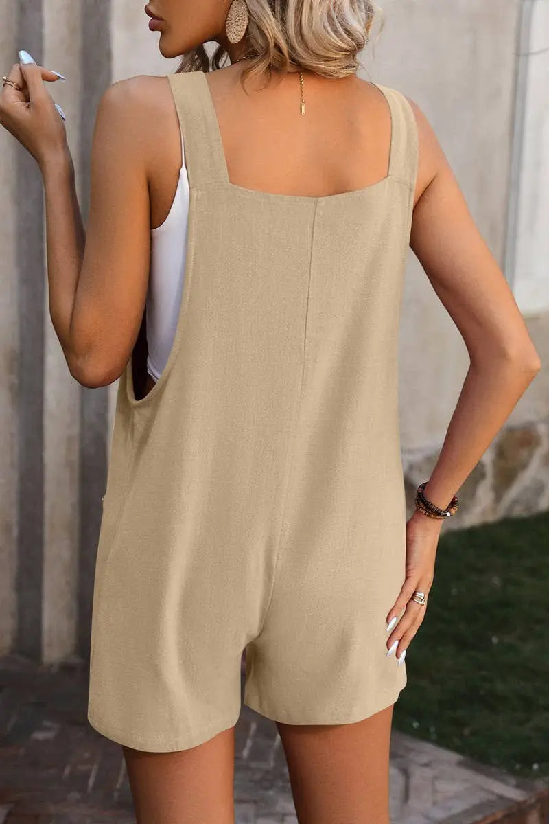 Casual Shoulder Tied Sleeveless Crewneck Romper - Branded By Barta