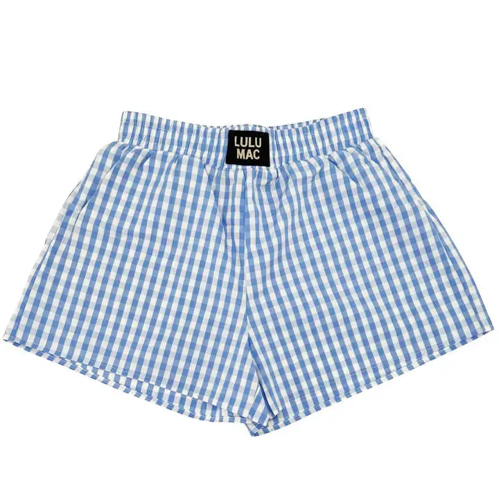 Lt. Blue Gingham Boxer Short Girlie Girl Originals