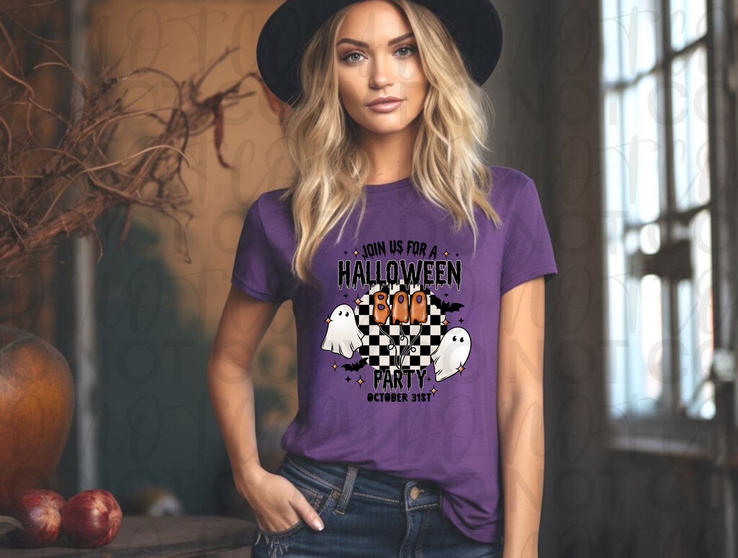 Halloween Party Boo Checkered