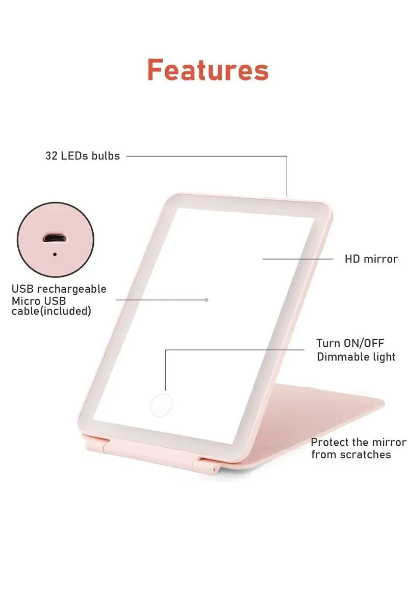 Rechargeable travel led makeup mirror tablet Branded By Barta