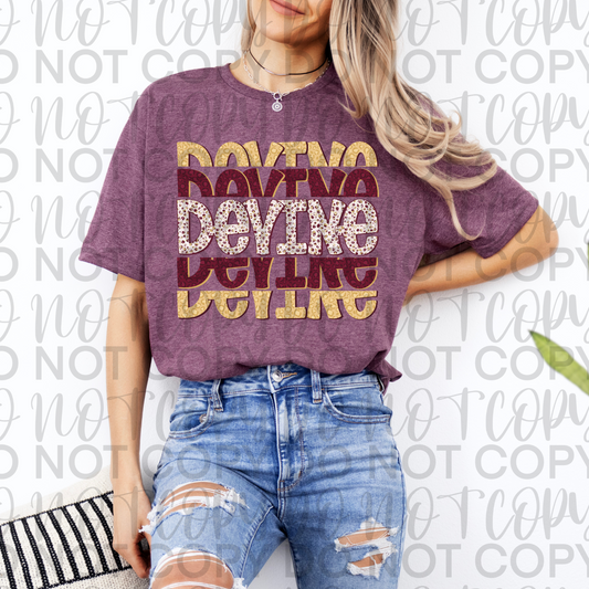 Devine Stacked Maroon & Gold Tee