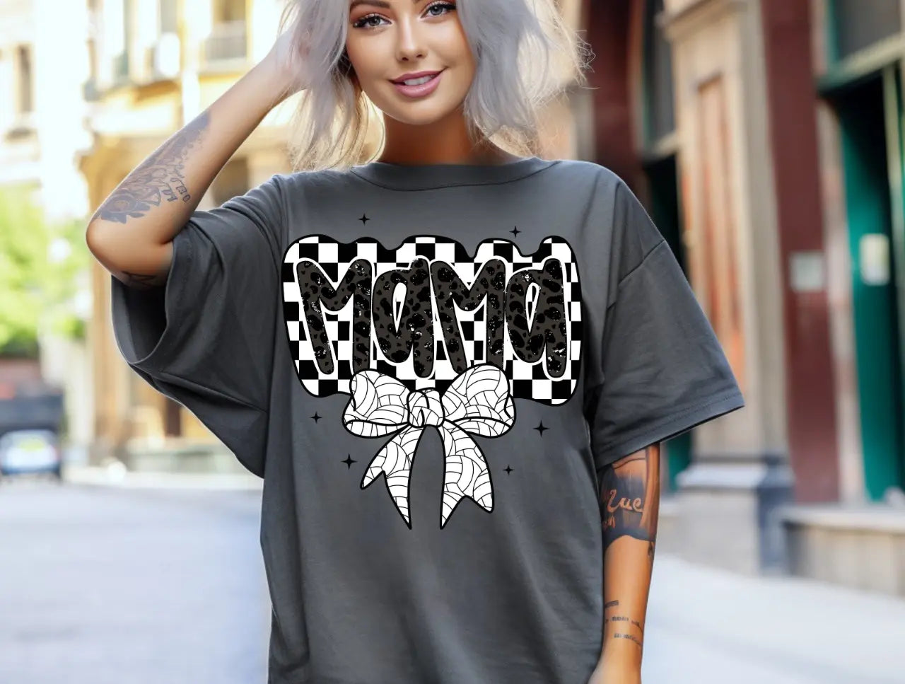 Checkered Volleyball Mama Bow - Branded By Barta