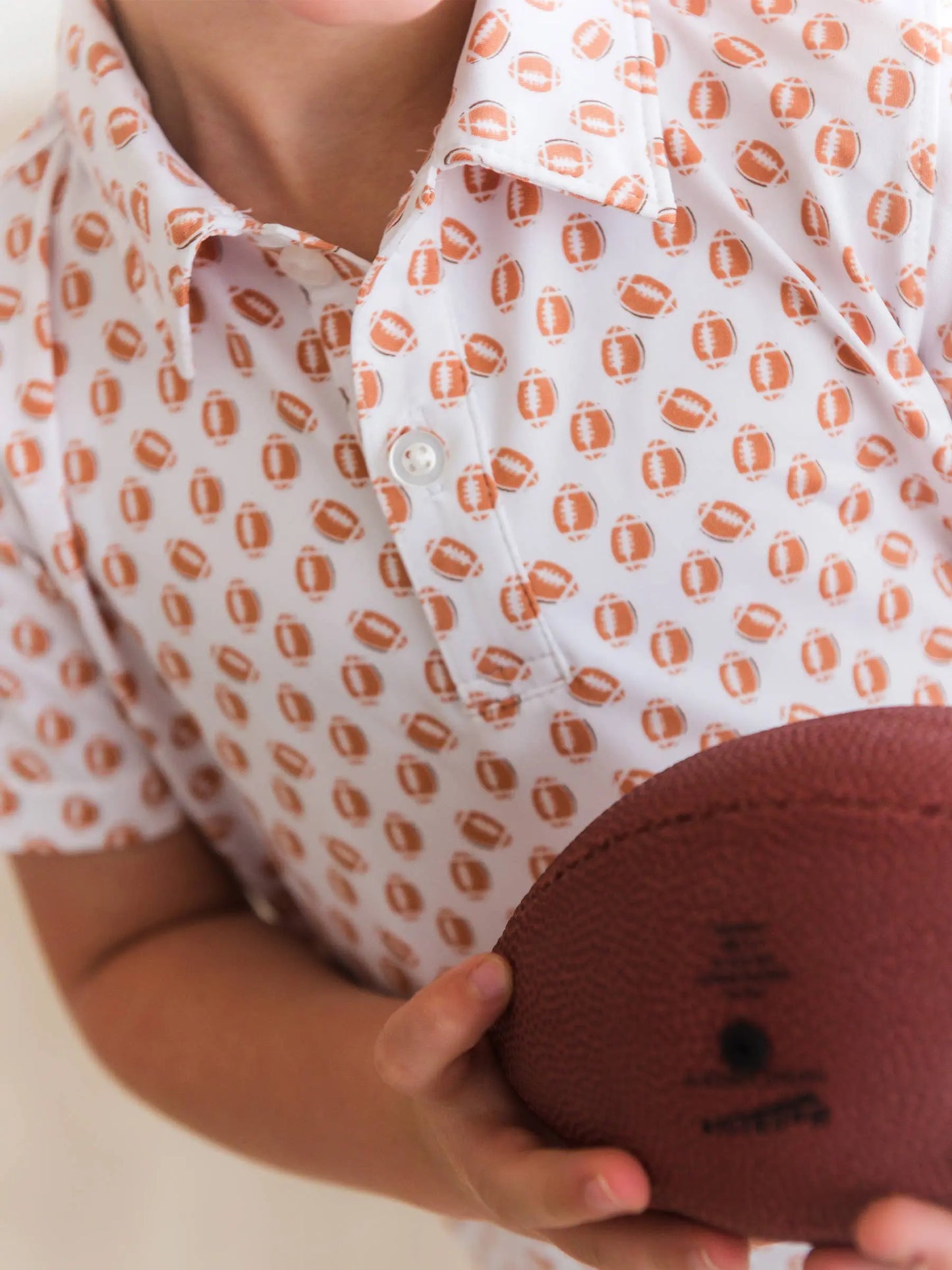 Boys Football Frenzy Knit Short Sleeve Performance Polo RuffleButts + RuggedButts
