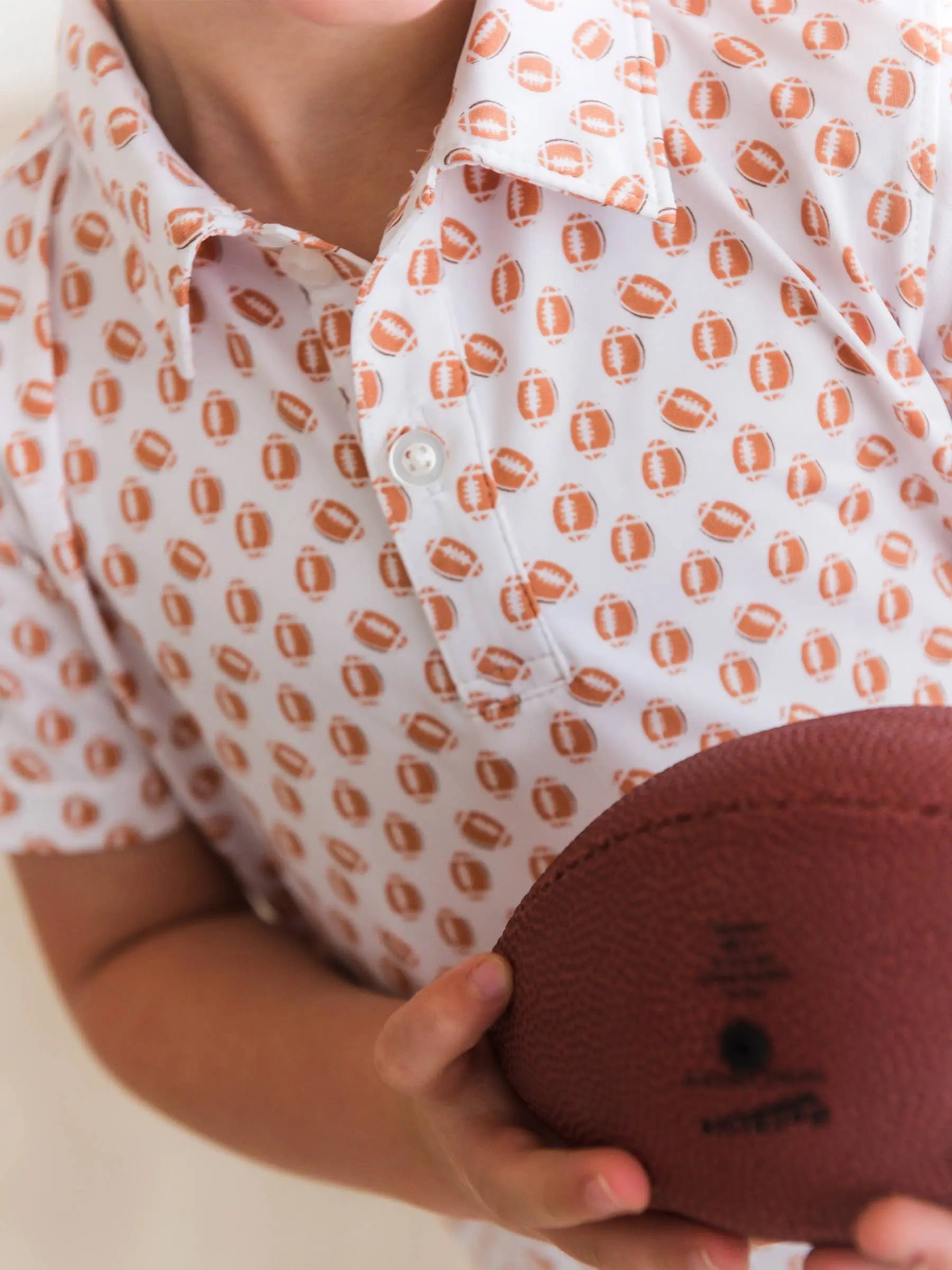 Boys Football Frenzy Knit Short Sleeve Performance Polo RuffleButts + RuggedButts