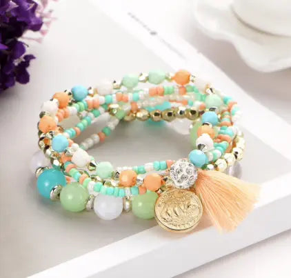 FunFetti Coral Blue Summer Bracelet Set Kate Tuesday Jewelry