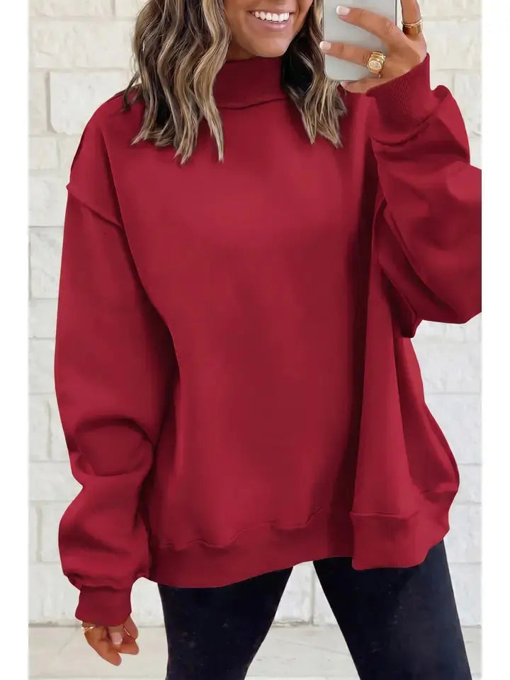Drop Shoulder Blank Reversible Mock Neck Sweatshirt BBB Powered By ODS
