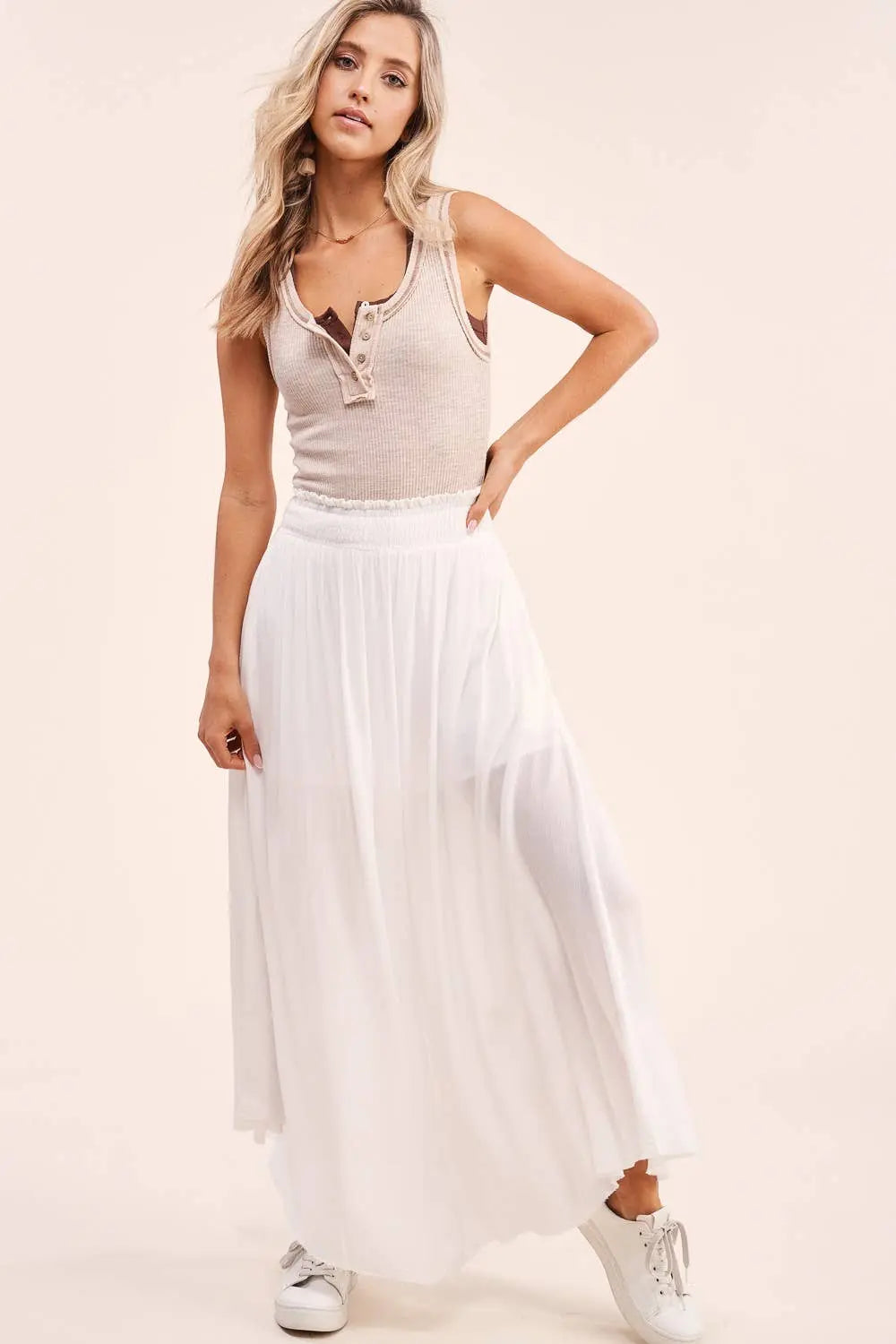 Effortlessly Versatile Ribbed Cotton Henley Tank - Branded By Barta