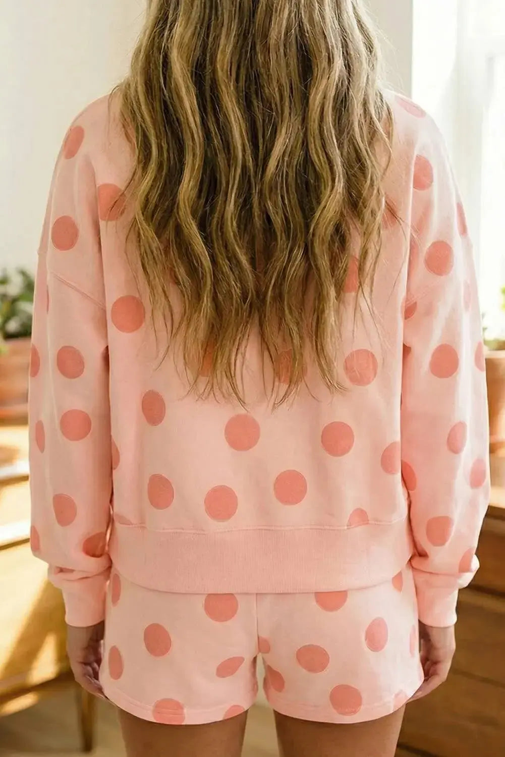LDC Polka Dot Pullover Drawstring Short Set Little Daisy Closet