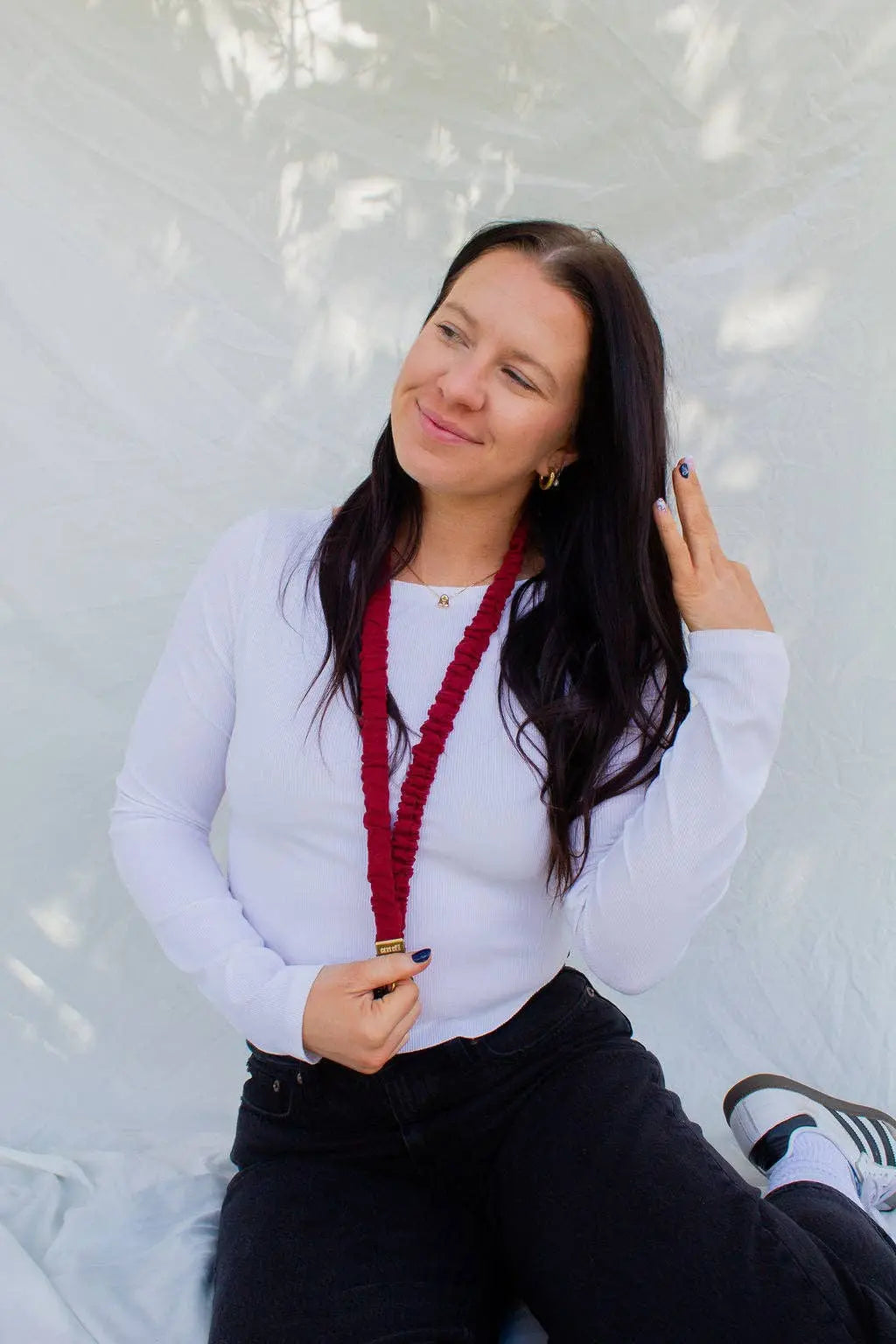 Maroon Linen Lanyard Shop Andi