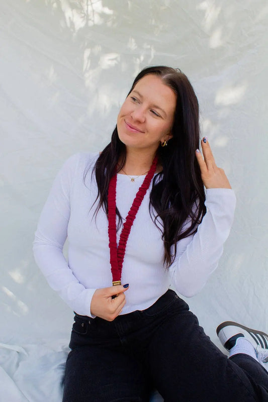 Maroon Linen Lanyard Shop Andi