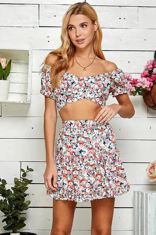Outdoor Chic Elasticized Top and Skirt Set 5098SET-A Twentyten