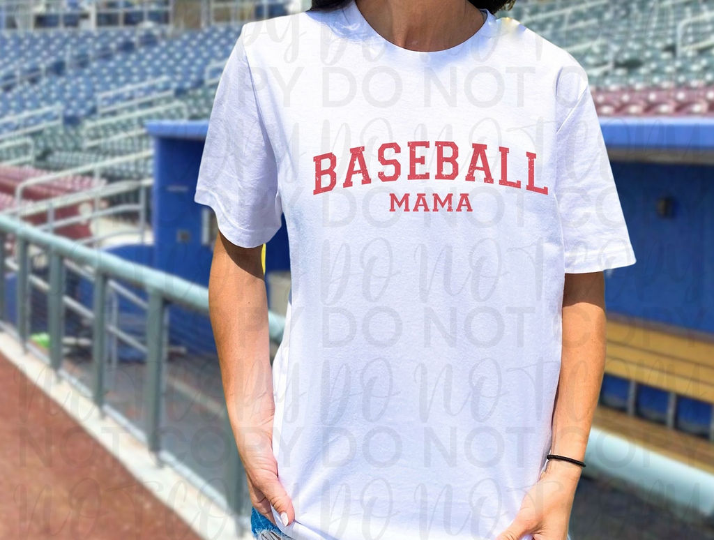 Baseball Mama Red Distressed