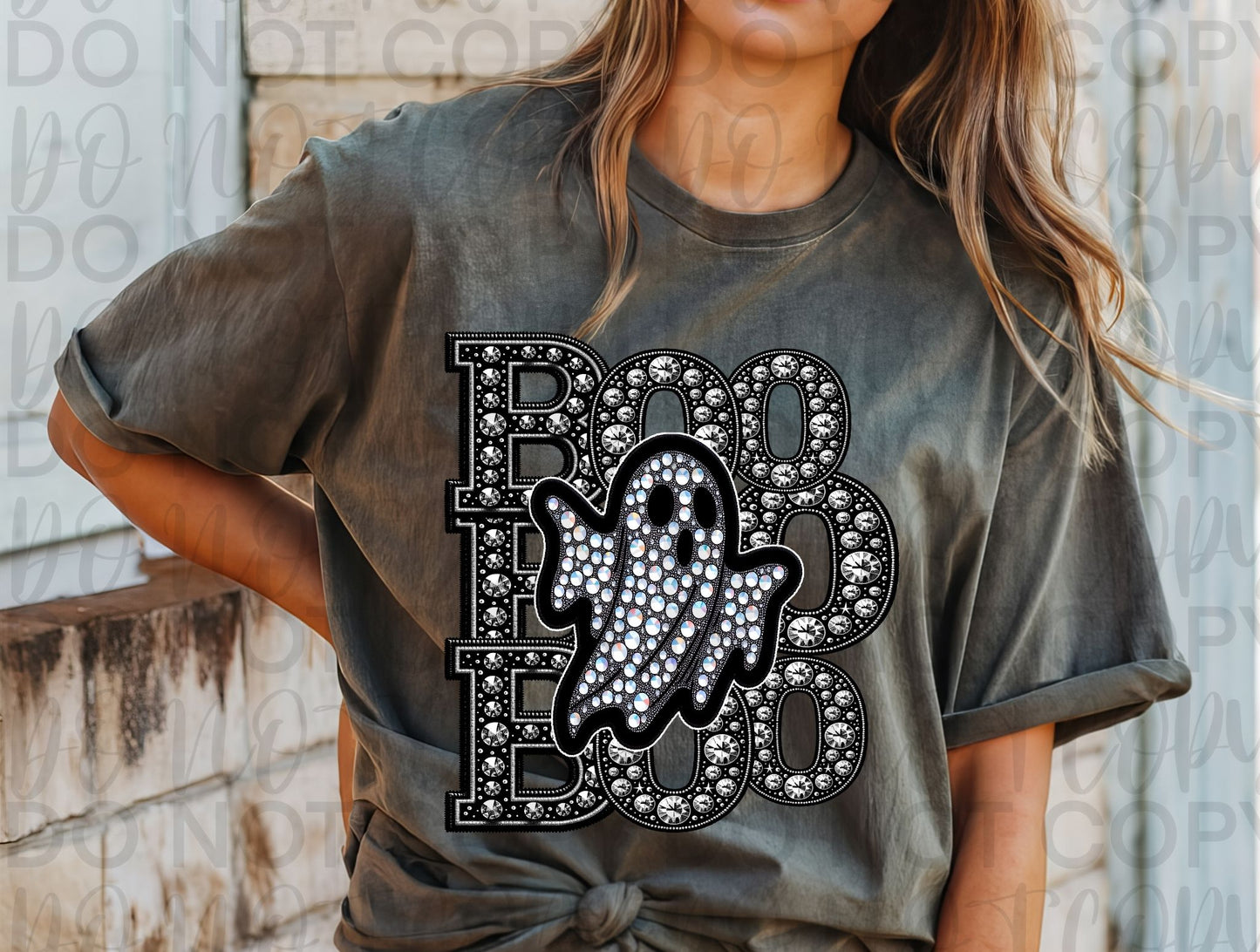 Boo stacked rhinestone