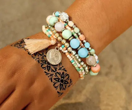 FunFetti Coral Blue Summer Bracelet Set Kate Tuesday Jewelry