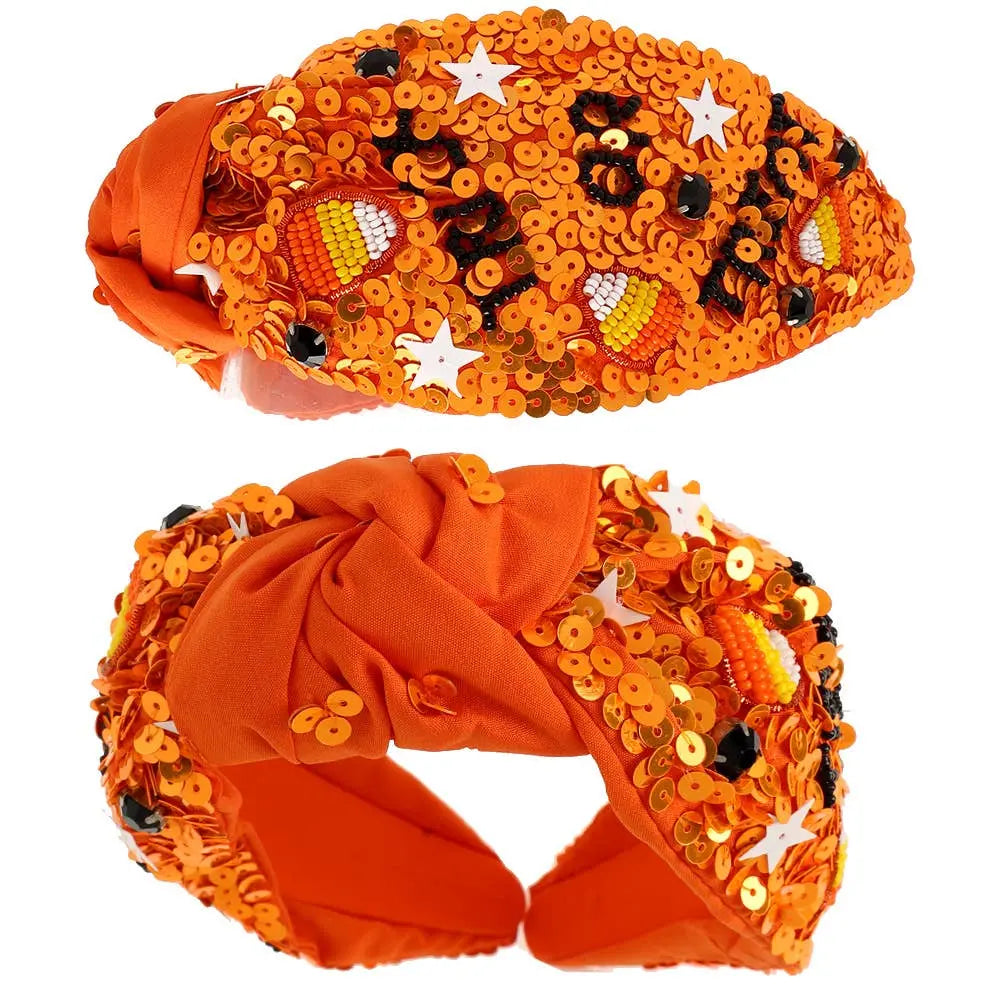 Halloween Trick or Treat Top Knotted Headband SP Sophia Collection