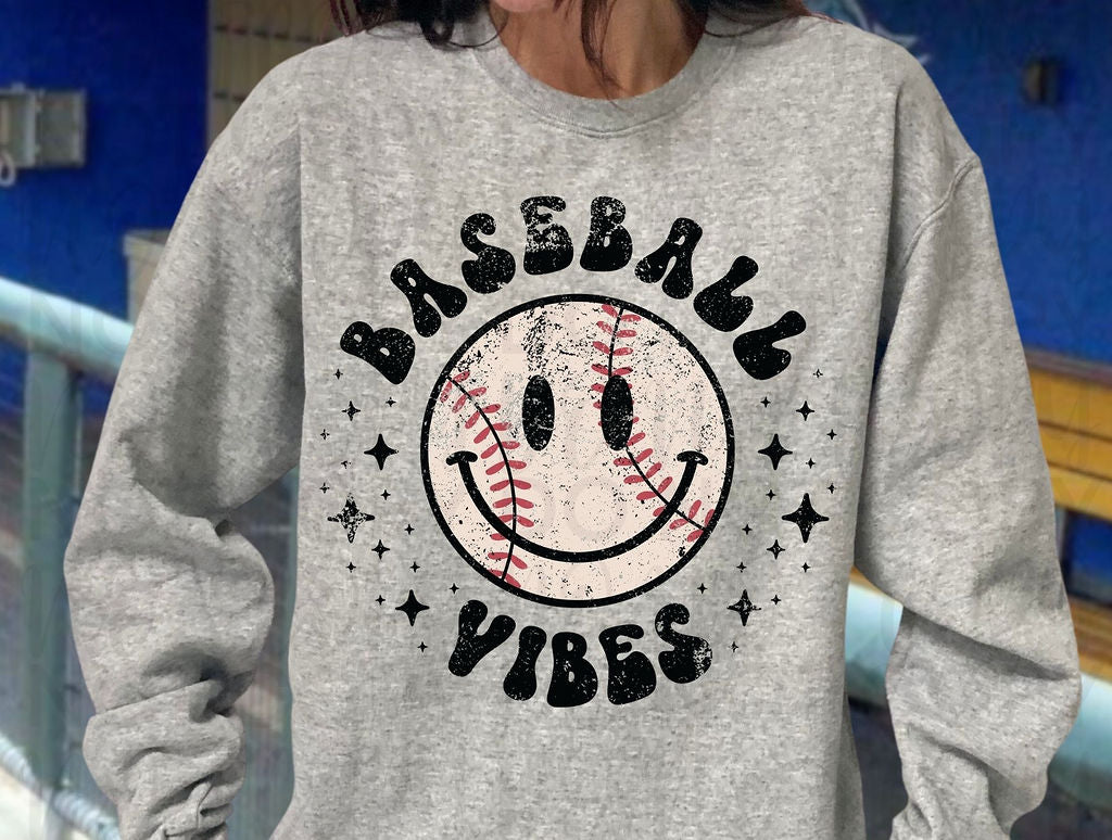 Baseball Vibes Smiley Face