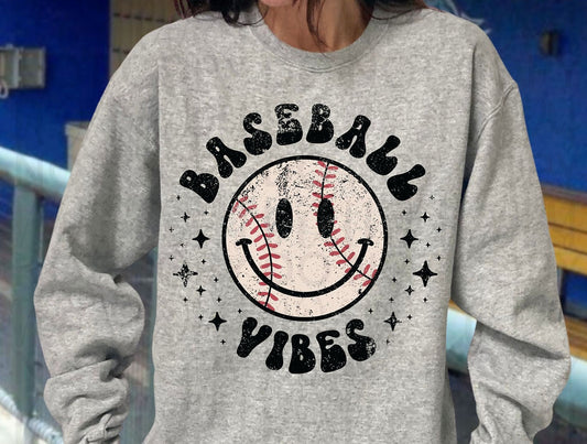 Baseball Vibes Smiley Face