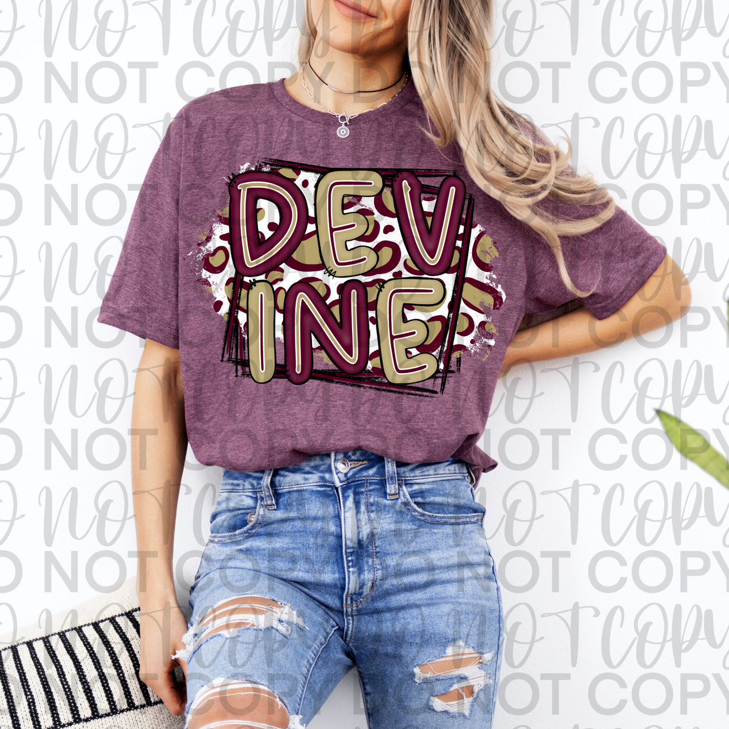 Devine Maroon & Gold Leopard Tee