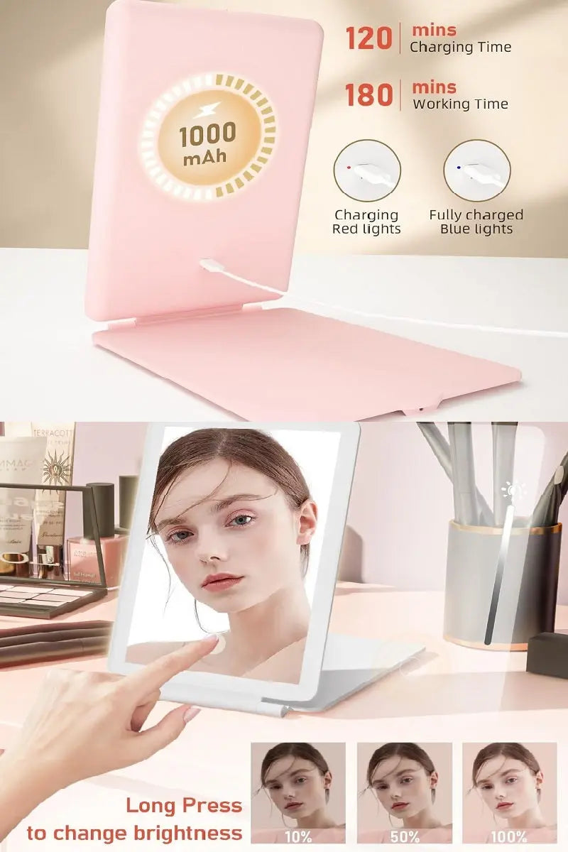 Rechargeable travel led makeup mirror tablet Branded By Barta
