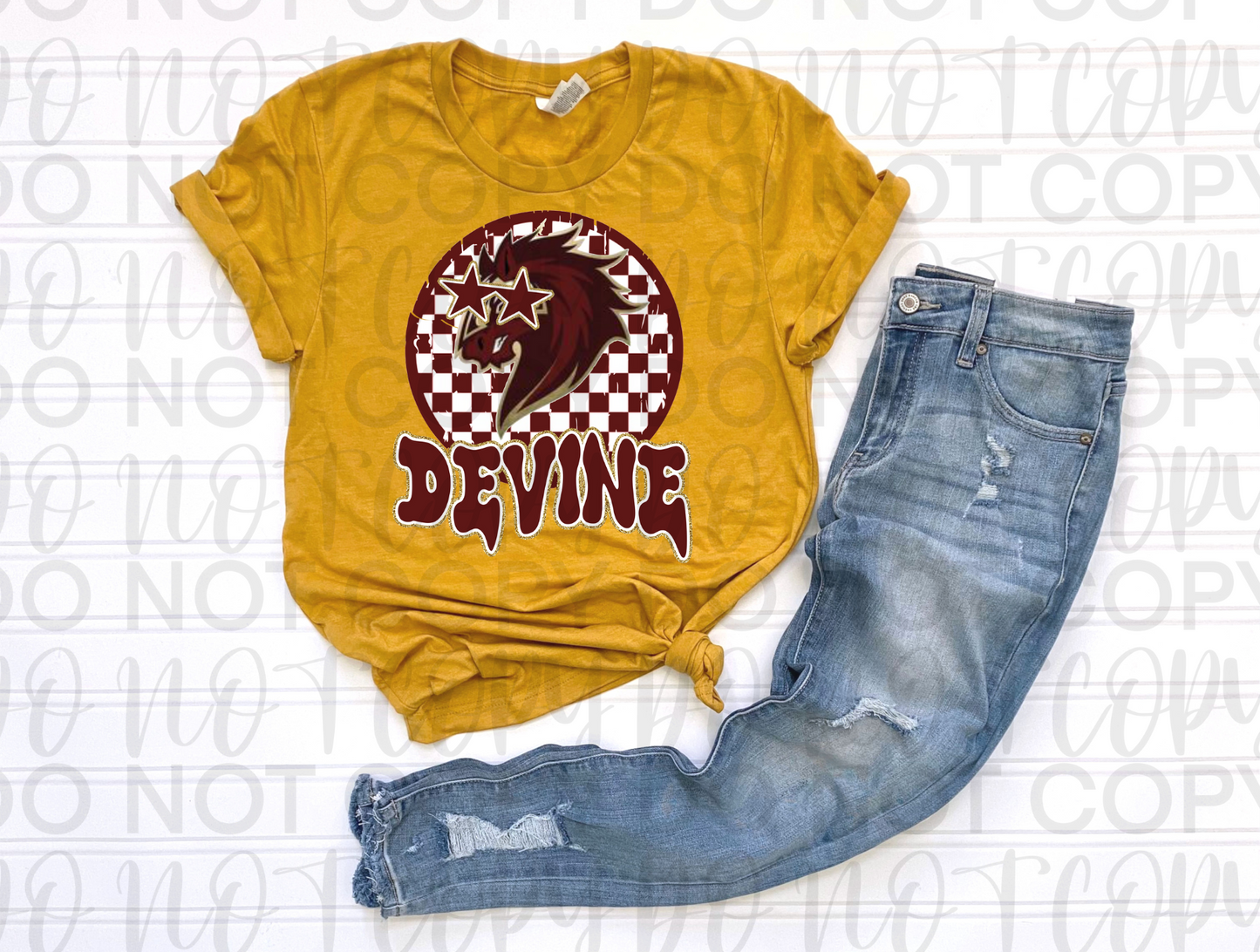 Devine Preppy Start Mascot Checkered Tee