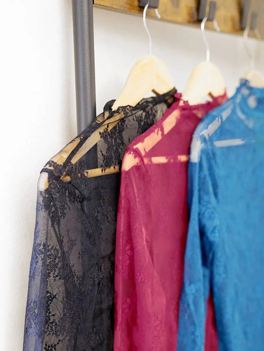 Lace See Through Layering Top As shown - Branded By Barta