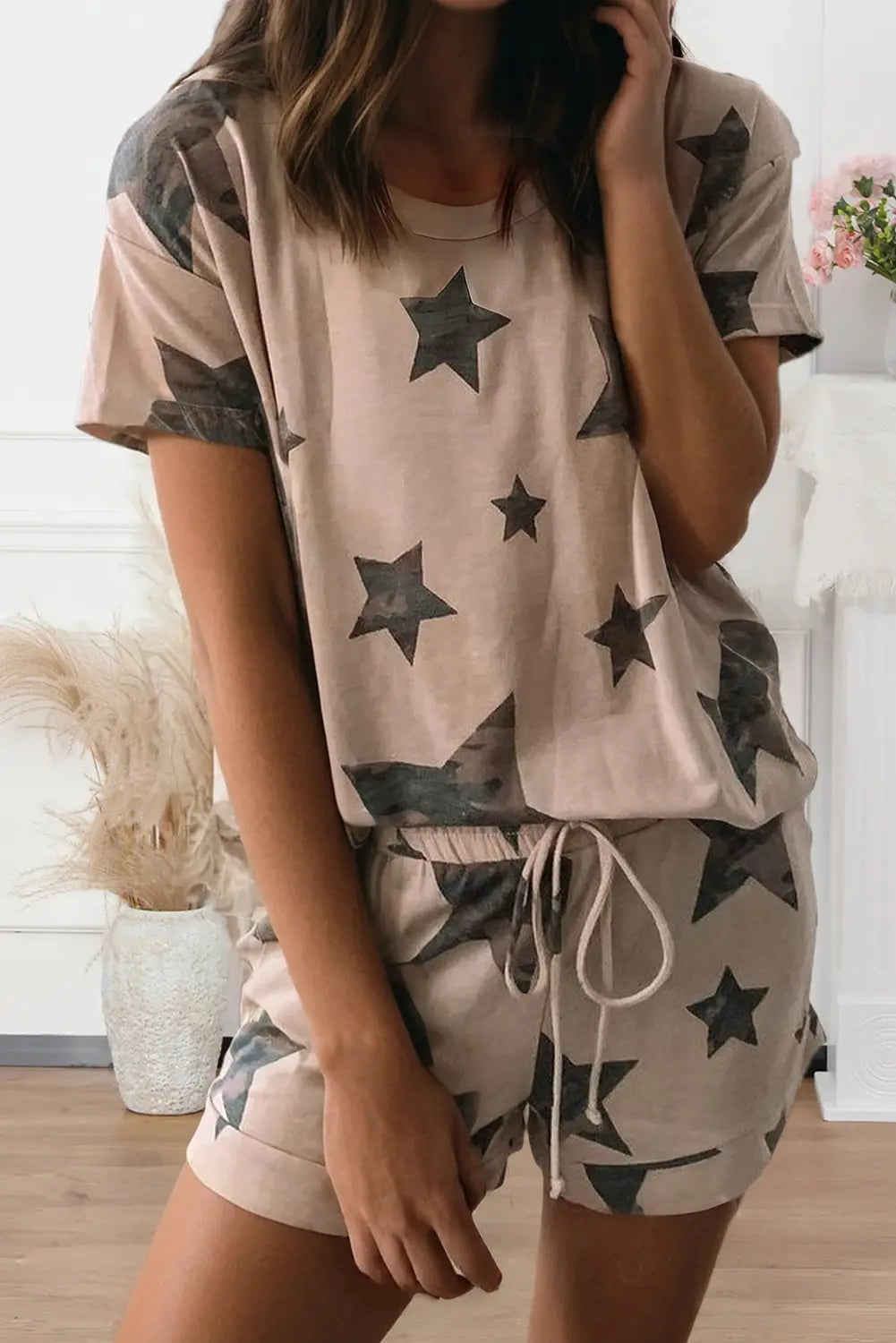 LDC Star Print Short-Sleeve  Casual Loungewear Set Little Daisy Closet