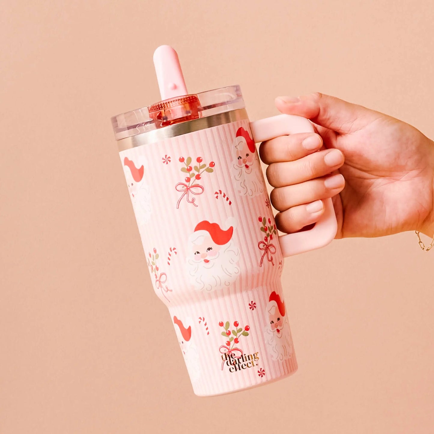 20 oz Lifestyle Flip Straw Tumbler-Holly Jolly Santa The Darling Effect