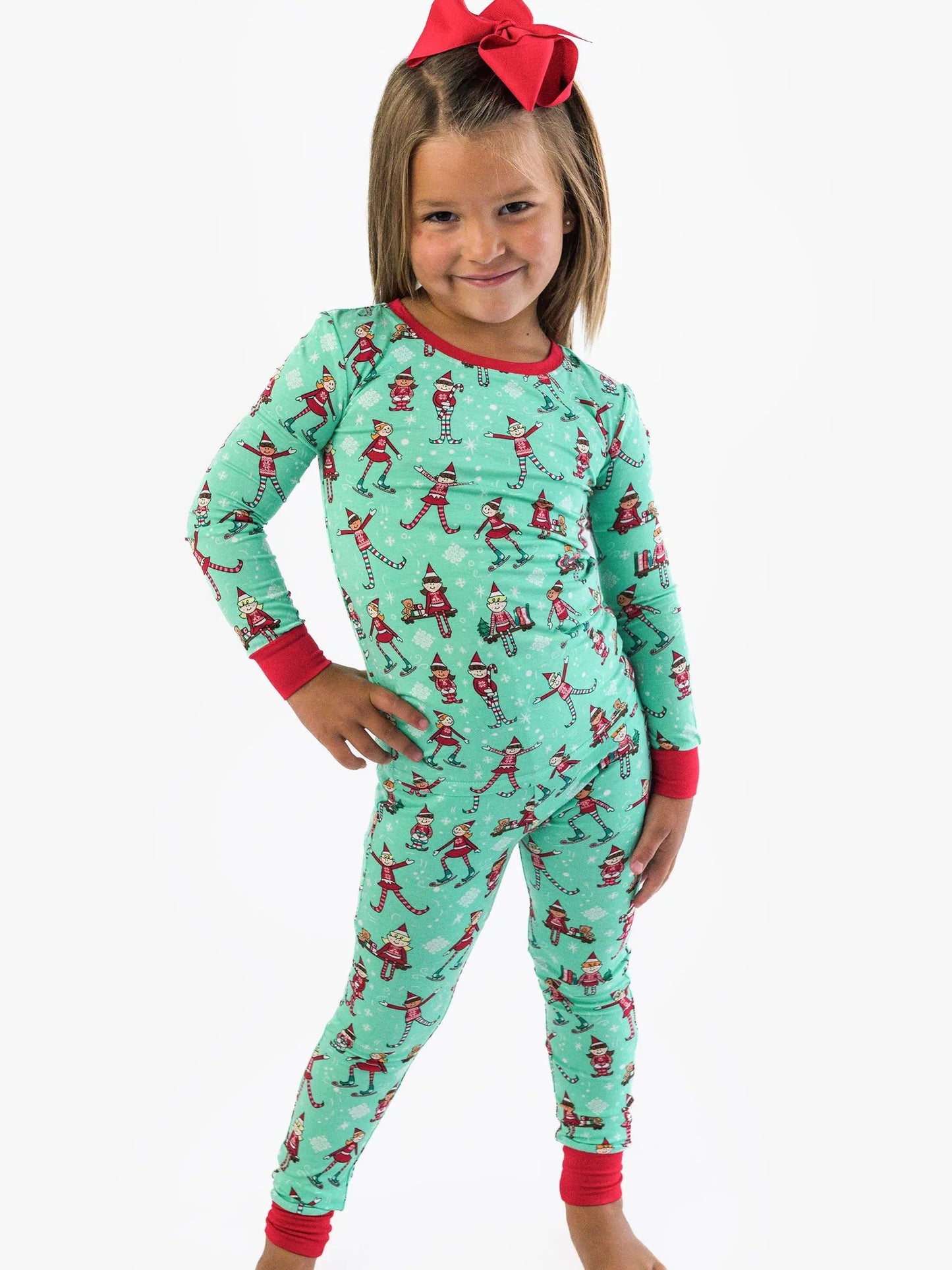 SoftSnooze™ Kids Bamboo Viscose Elf Buddies Long Sleeve Pajama Set RuffleButts + RuggedButts