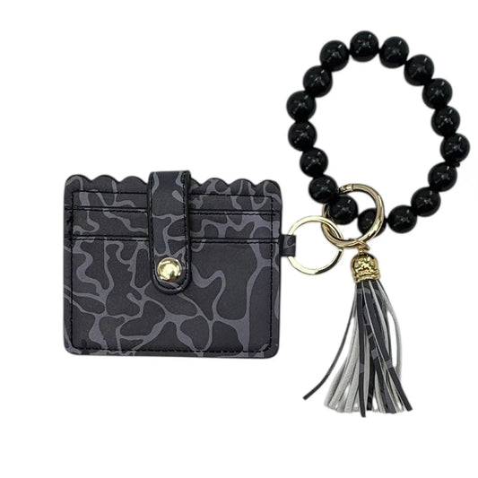 LM-7311 Beaded Wristlet ID Wallet Black Camo Girlie Girl Originals