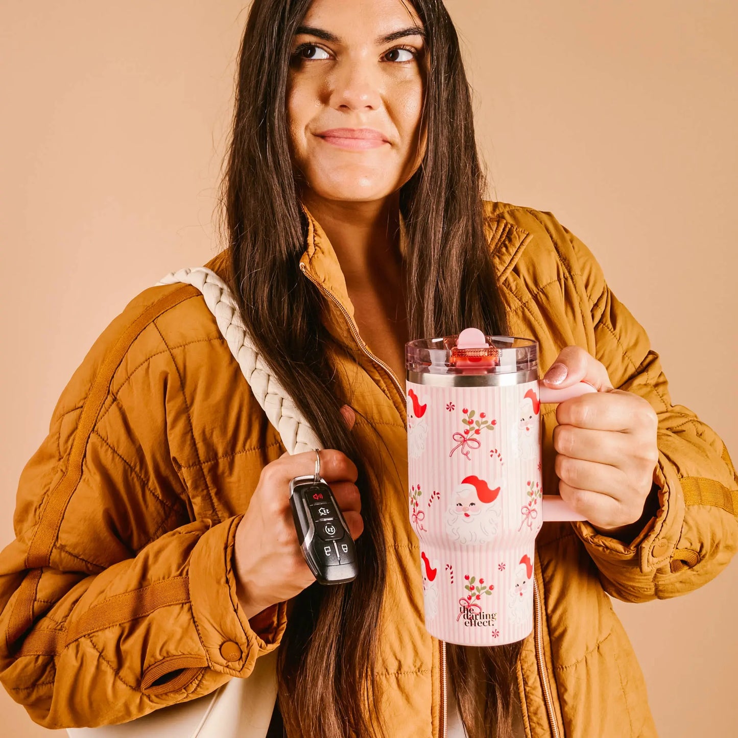 20 oz Lifestyle Flip Straw Tumbler-Holly Jolly Santa The Darling Effect