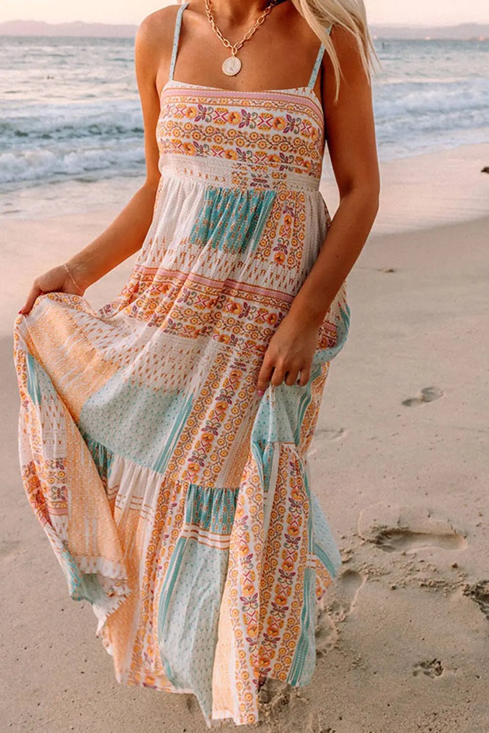 Boho Floral Square Neck Sundress - Branded By Barta