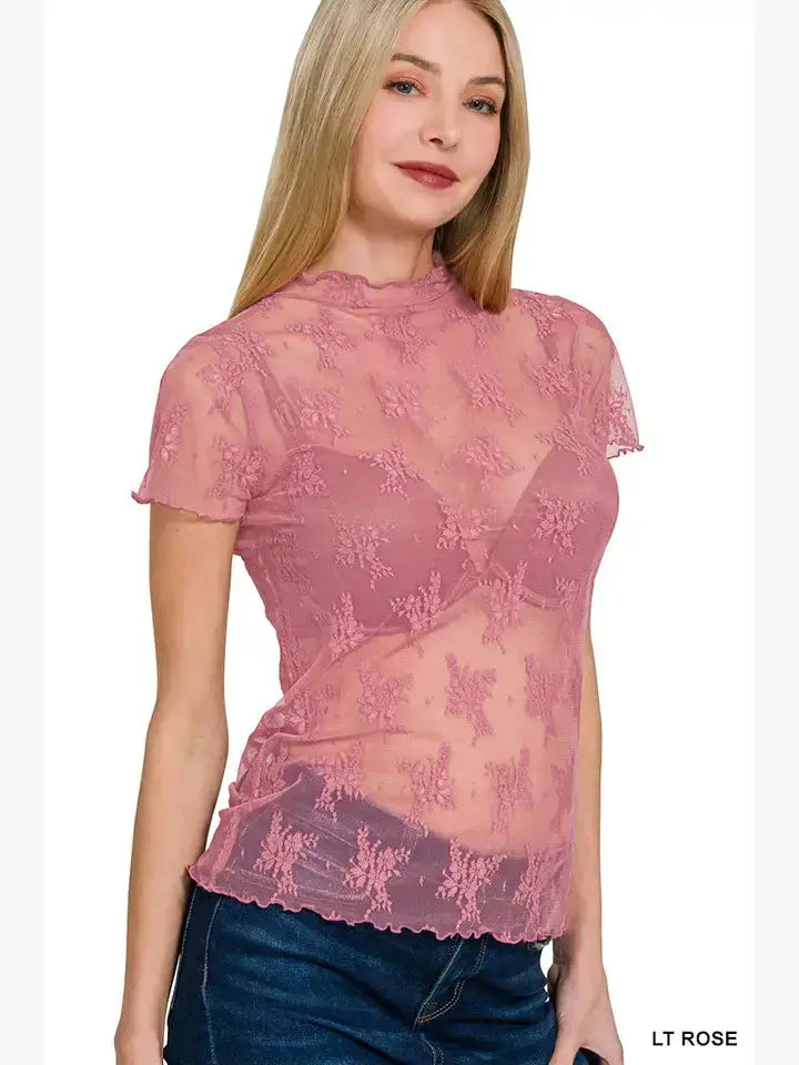 Lace See Through Layering Top As shown 42POPS