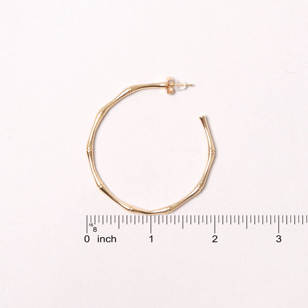 14K Gold-Dipped Textured Hoop Post Earring