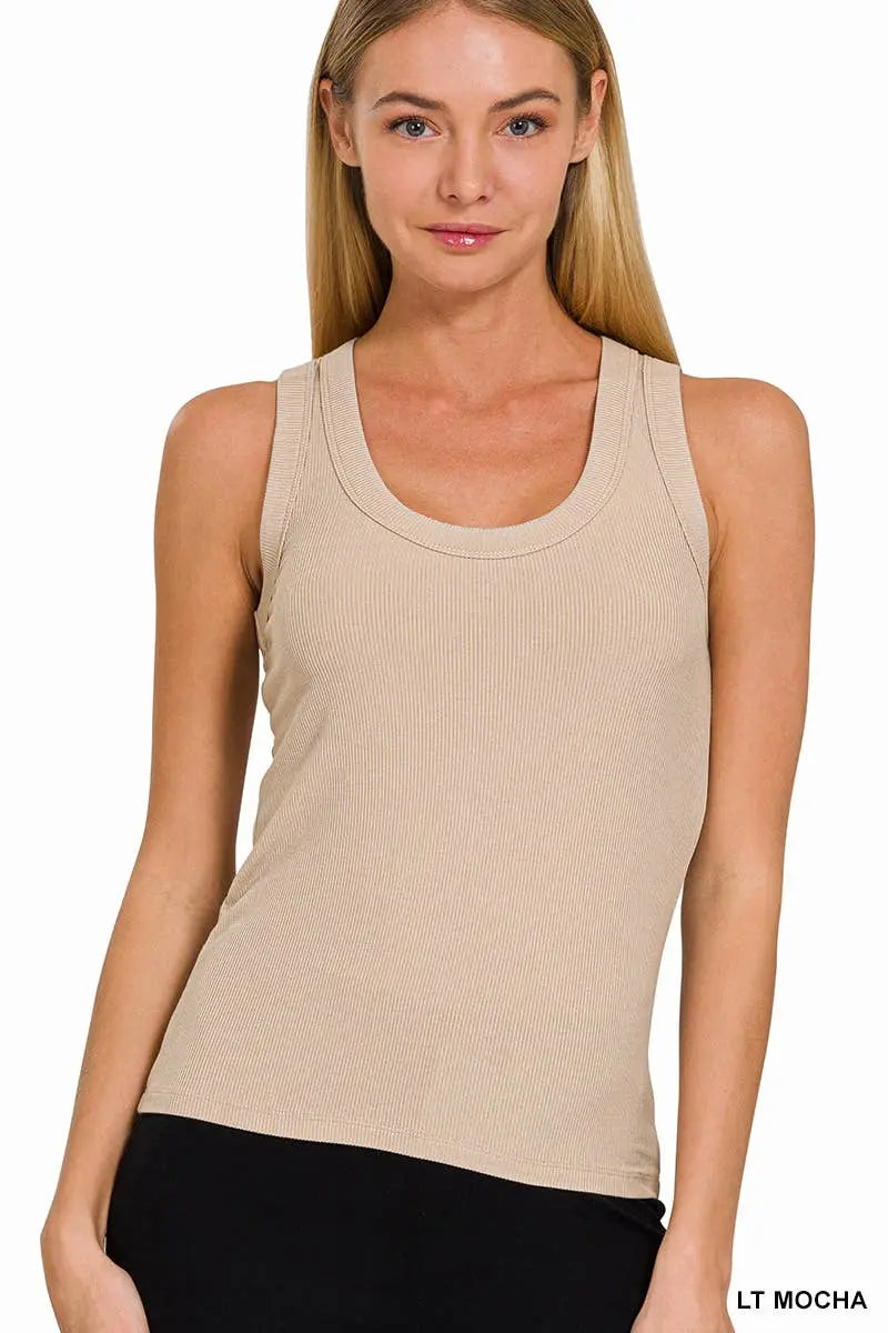 Ribbed Scoop Neck Tank Top - Branded By Barta