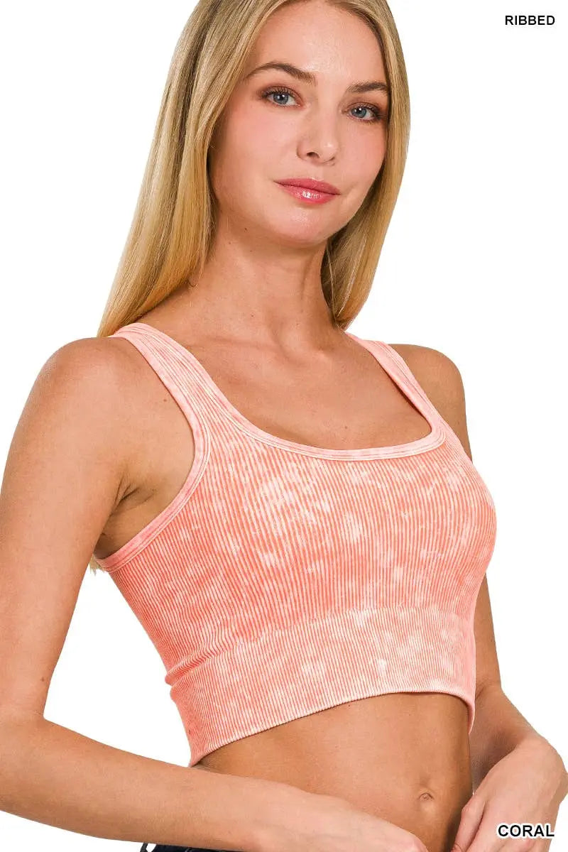 Washed Rib Square neck Crop Tank - Branded By Barta