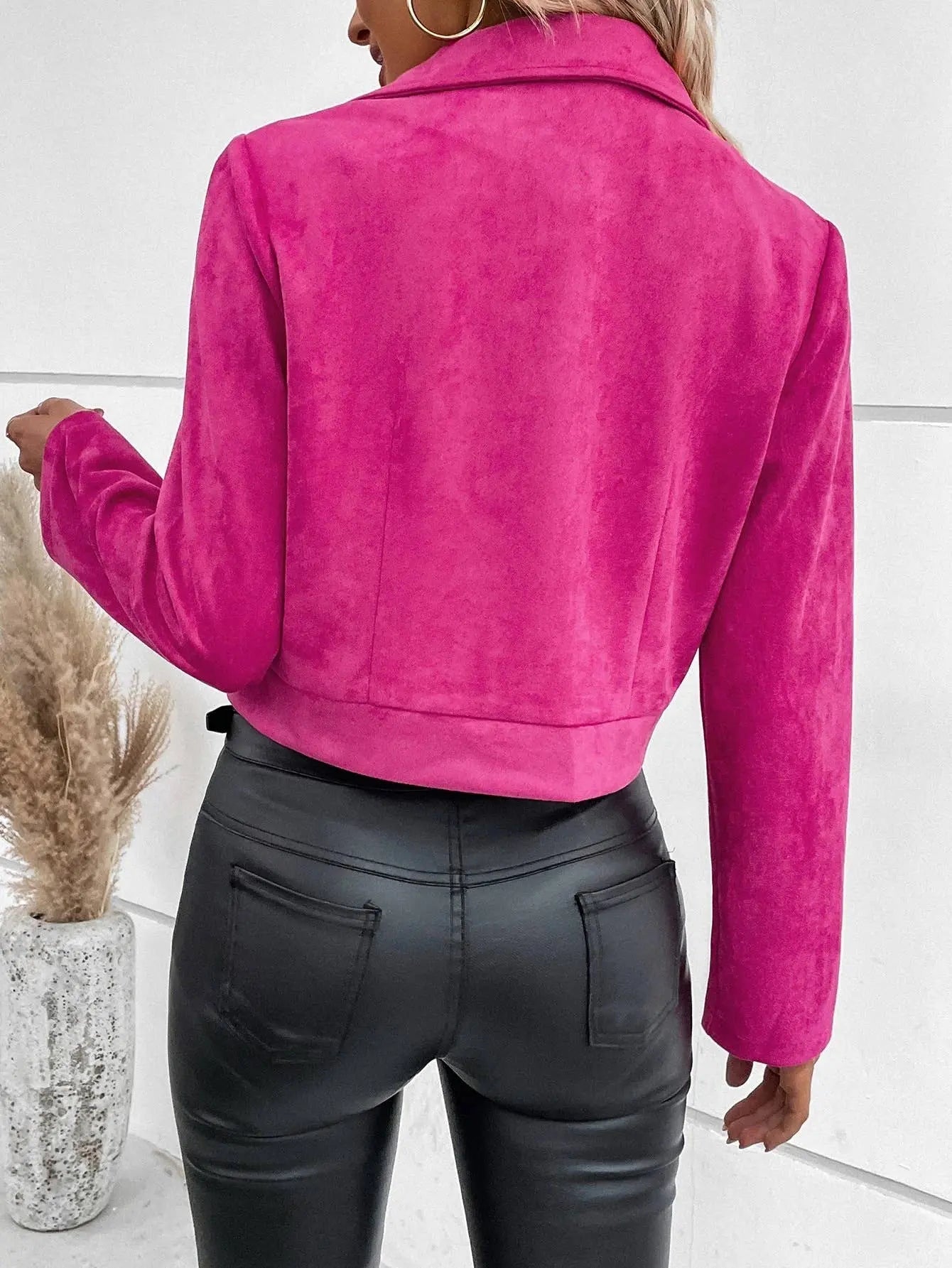 Suede zipper fashionable short jacket Lily Clothing