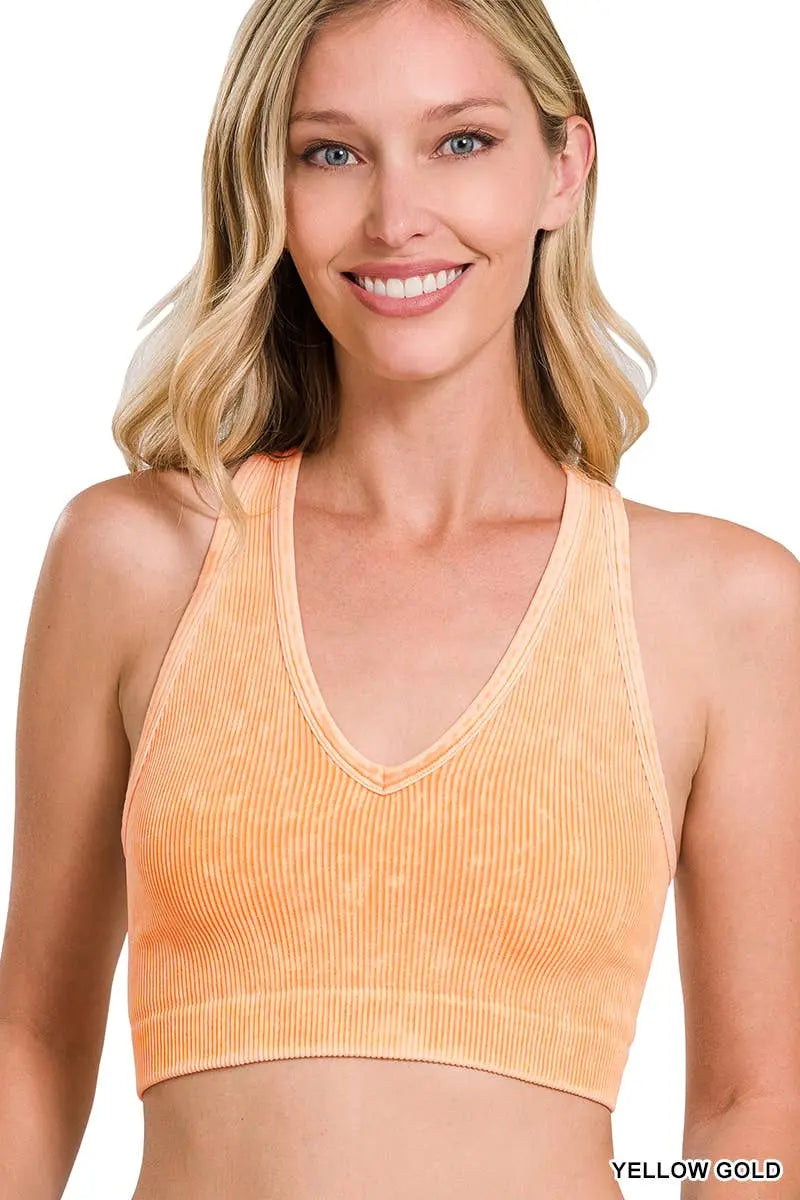 Washed rib Seamless Racerback Bra - Branded By Barta