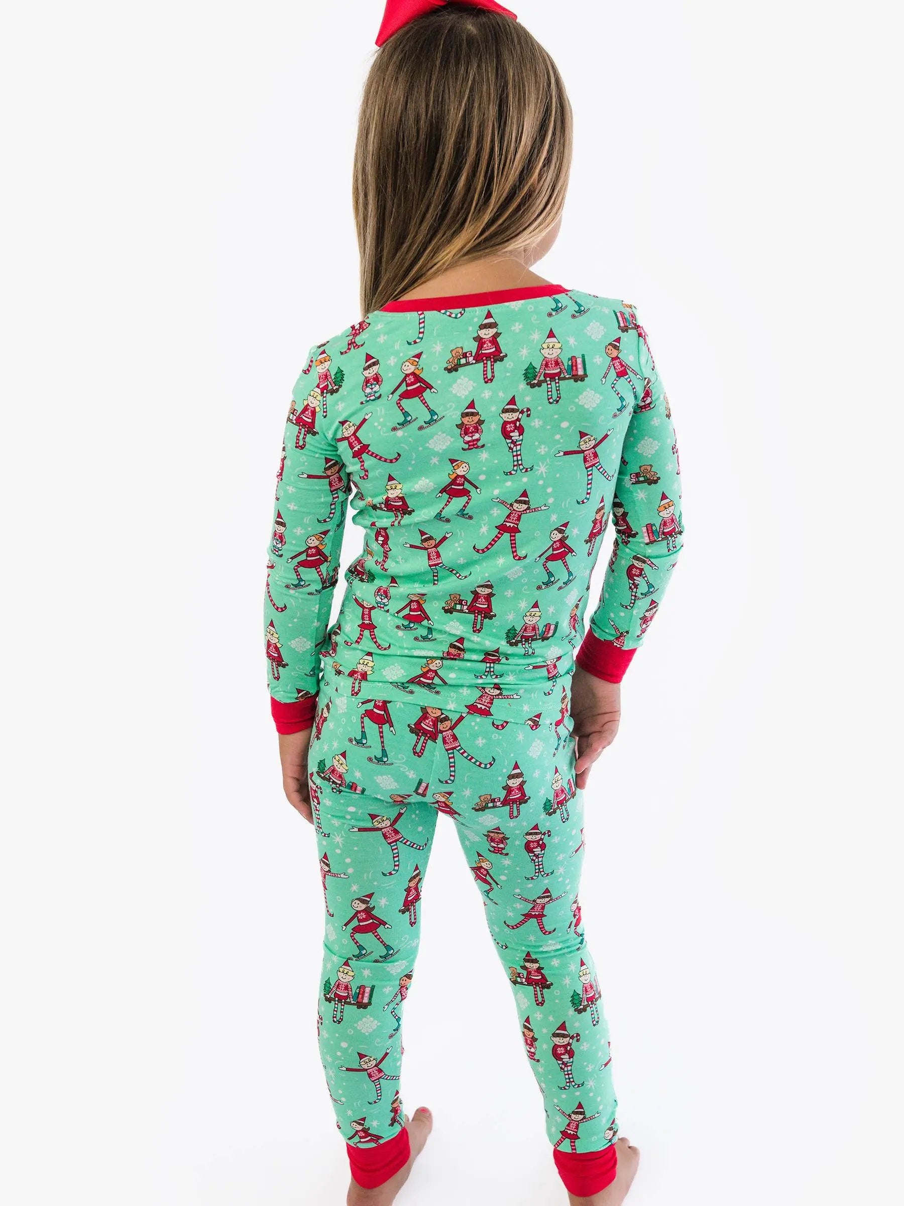 SoftSnooze™ Kids Bamboo Viscose Elf Buddies Long Sleeve Pajama Set RuffleButts + RuggedButts