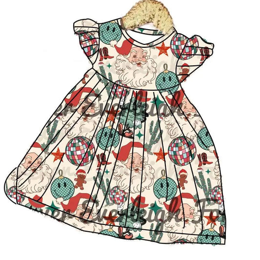 Girls Fun Western Dresses - Retro Western Santa Rufflеѕ & Bоwtіеѕ - Affordable Boys & Girls Clothing