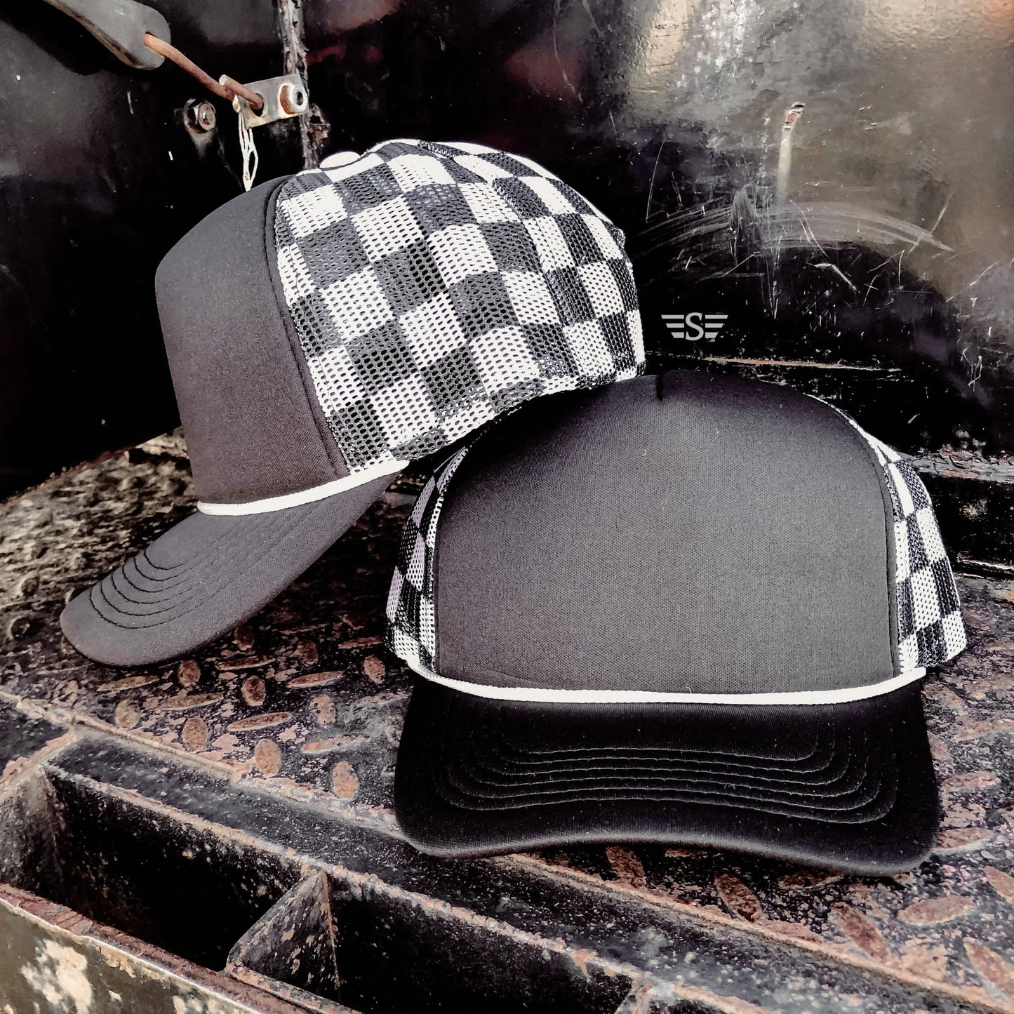 Checkered Mesh Back Foam Trucker Cap - Branded By Barta