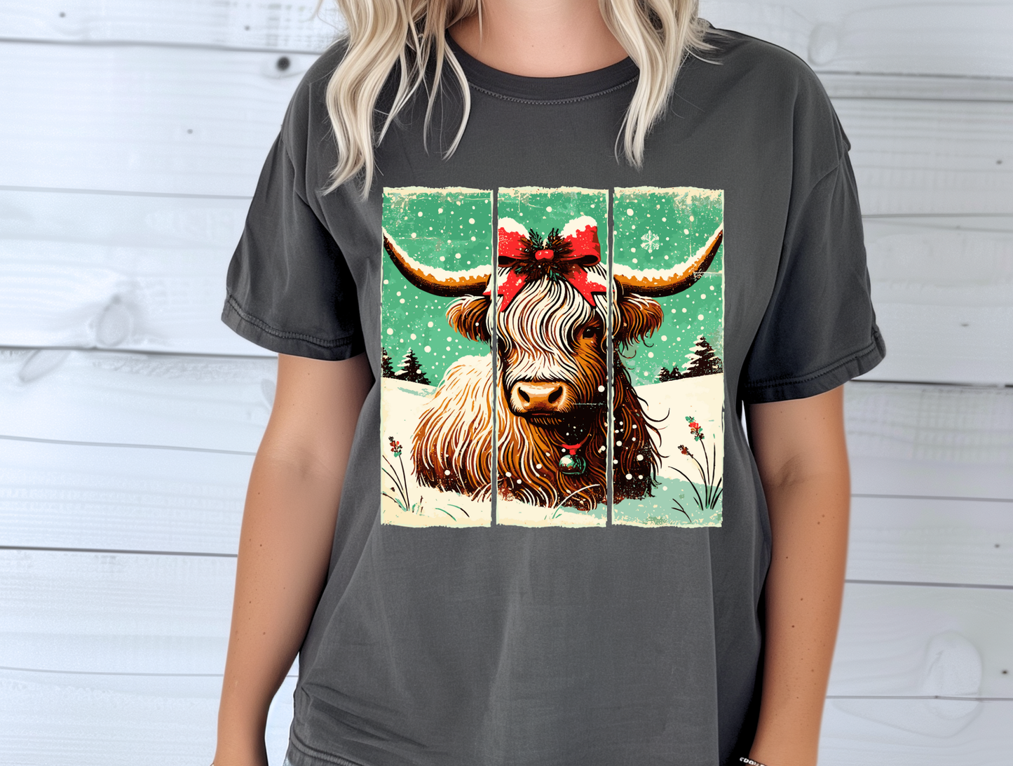 Highland Cow Vintage Green